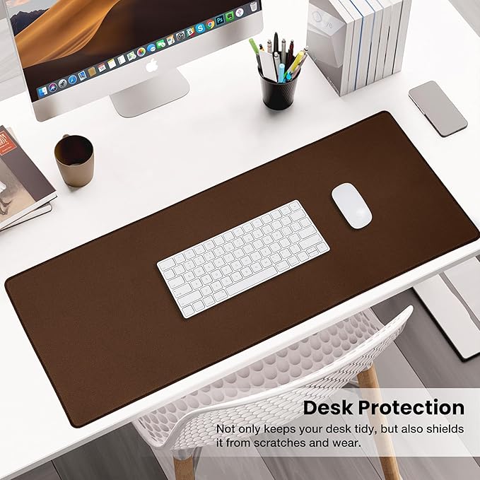 ALOANES Waterproof Mouse Pad with Durable Stitched Edge, XL Gaming Keyboard Pad, Non-Slip Rubber Base Mouse Mat, Extended Desk pad for Gamer, Office & Home, Brown Mousepad 31.5"x 11.8"x 0.12"