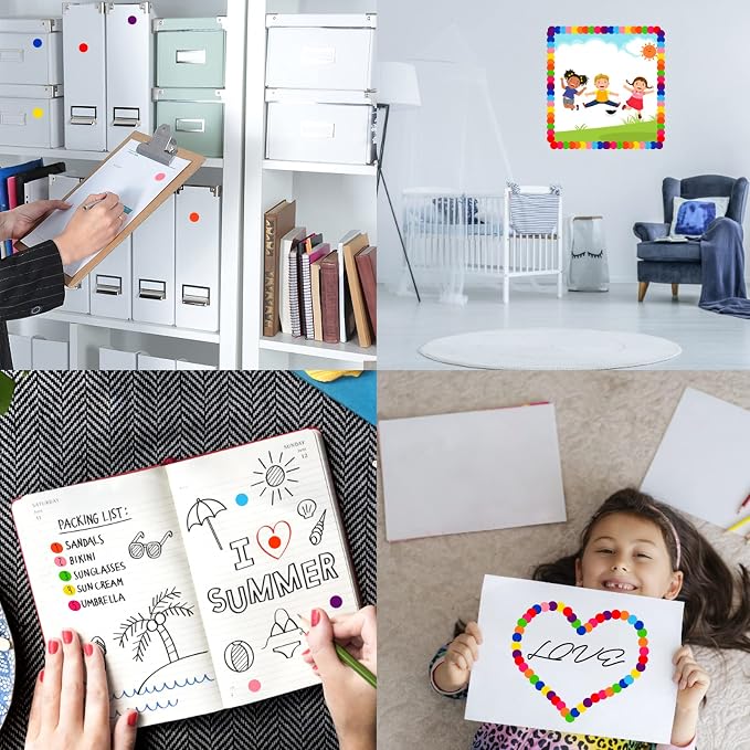 7000 Piece Dot Stickers - 3/4 inch Color Coding Circle Labels, 10 Color Circle Stickers for Office, Classroom, Students