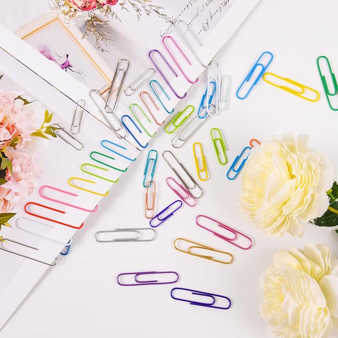 450PCS Paper Clips Assorted Sizes Medium and Large,Rich Colors | Office Supplies,Classroom Must Haves,School Supplies