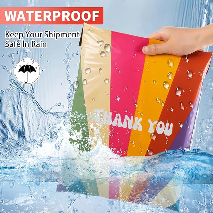 Oududianzi Poly Mailers 10x13, 100Pack Shipping Bags, Plastic Packaging Bags, Self-Seal Polymailers, Mailers Poly Bags, Package Bags for Small Business and Clothing - Rainbow