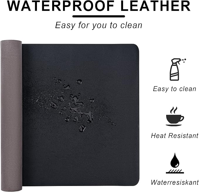 Leather Desk Pad Protector,Non-Slip Desk Pad(Orange, 23.6" x 13.7") | on-Slip PU Leather Large Mouse Pad,Easy Clean Desk Protecor Mat,Writing Pad for Office Work/Home/Decor