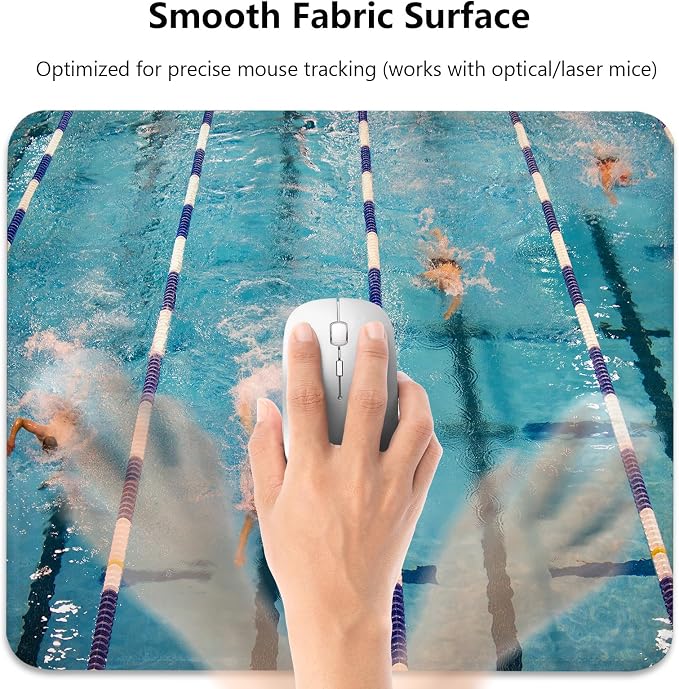 Olympic Swimming Pool Lanes Mouse Pad, Sports Competition Athlete Desk Mat | Cute Mousepad Stitched, Anti-Slip Base Smooth Surface, 9.5 x 7.9 Inches