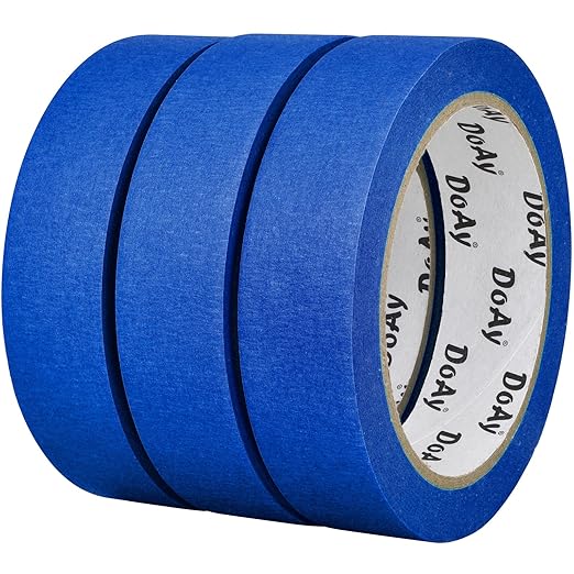 3 Pack Blue Painters Tape - Masking Tape 1 Inch Wide - Multi-Surface, Smart Adhesion, Indoor & Outdoor - 300FT Total - Paint Tape for DIY, Labeling, Art, Car, General Purpose (#3910)