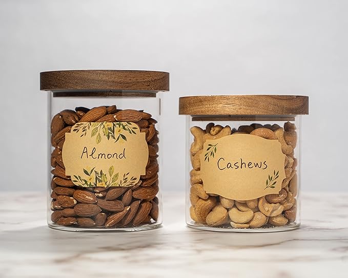 MONEST (250pc/Roll) 3"x2" Floral Pantry Labels | Mason Jar & Bottle Labels