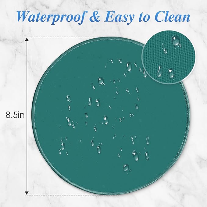 Round Mouse pad, high-end Texture, Sewn Edge Design, Anti-Slip Rubber Base. 8.6 x 8.6 inches (Dark Green)