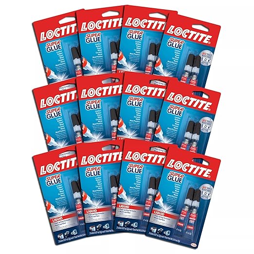 Loctite Super Glue Liquid, Clear, 0.14 fl oz Tube, 12 Pack - Superglue for Plastic, Wood, Metal, Crafts & Repair, Cyanoacrylate Adhesive Instant Glue, Quick Dry