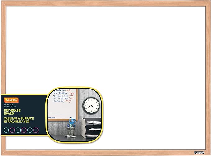 Quartet Whiteboard, 17" x 23" Dry Erase Board, White Board, Oak Finish Frame (35-380372Q)