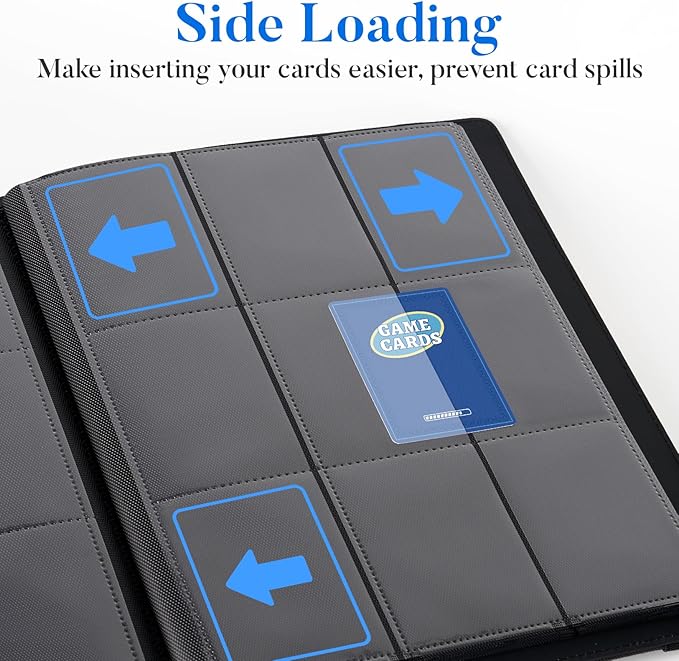 Premium 9 Pocket Card Binder for 360 Cards, Fabmaker PU Trading Card Binder | Sturdy Card Collection Album, Side-Loading, Sleek Card Holder Folders for Game Cards & Sports Cards, Green