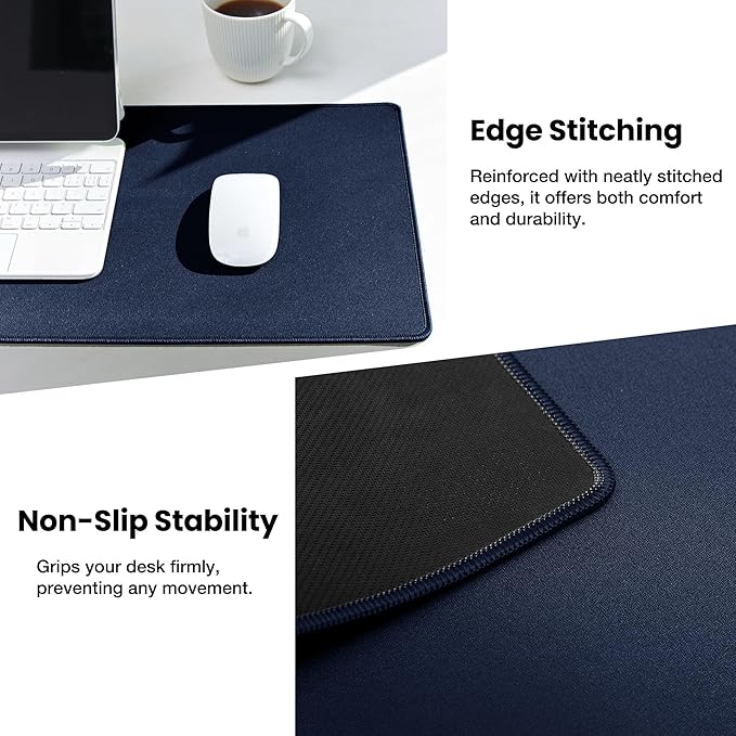 ALOANES Waterproof Mouse Pad with Durable Stitched Edge, XXXL Gaming Keyboard Pad, Non-Slip Rubber Base Mouse Mat, Extended Desk pad for Gamer, Office & Home, Dark Blue Mousepad 35.4"x 15.7"x 0.12"