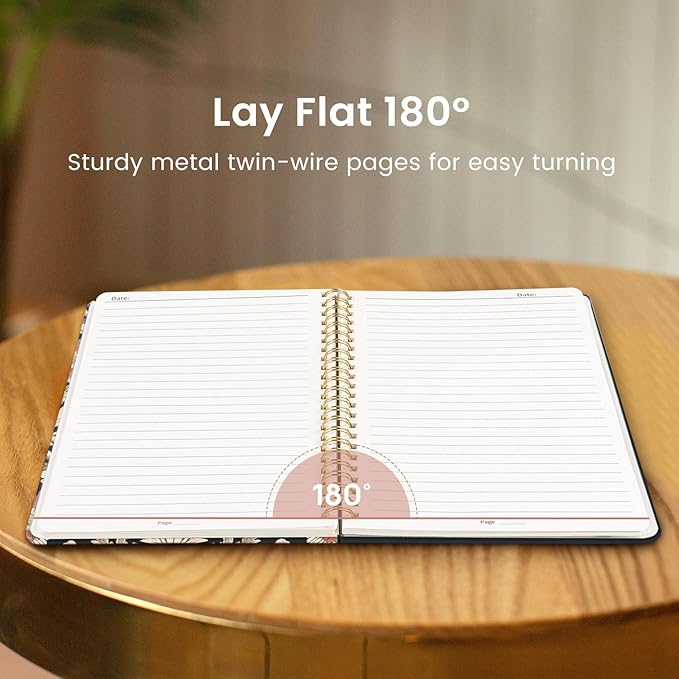 Taja Lined Spiral Journal Notebook for Women, A5 Cute College Ruled Hardcover Notebook for Work & Note Taking, Pretty Journal for Writing, 140 Pages, Painted Poppies