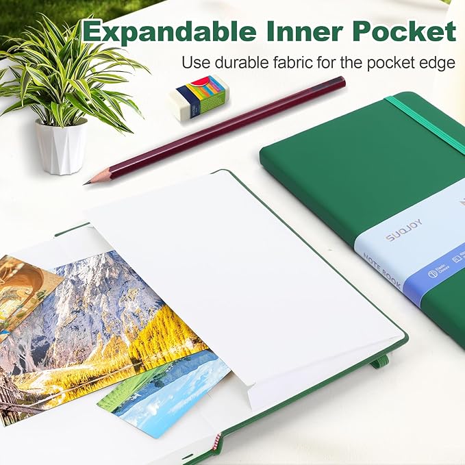 Lined Journal Notebooks for Writing, 100 GSM Thick Paper, 1 Pack Hardcover Notebooks, A5 College Ruled Notebook, Journaling Notebook for School/Travel/Office (Green- 1 Pack)