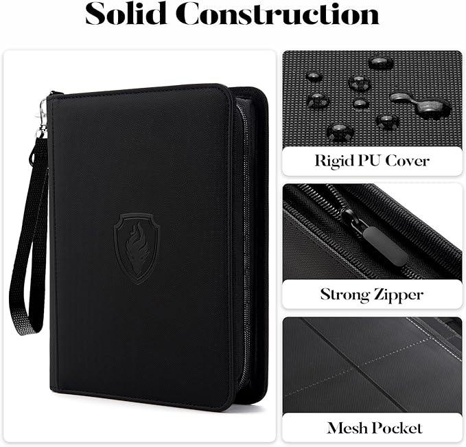 Premium 4 Pocket Zip Card Binder, Trading Card Binder for 320 Cards, Portable PU Card Collection Binder, Collector Card Album Folder for Game & Sports Cards (Red)