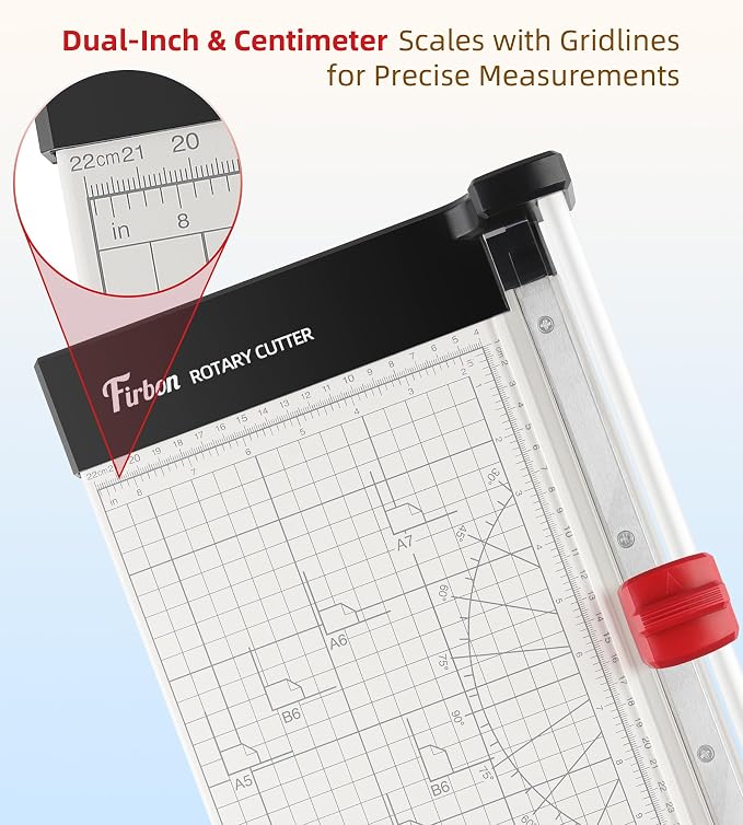 Firbon 15 Inch Rotary Paper Trimmer with Replaceable Blade | Heavy Duty 10-Sheet Capacity | Up to 15" Cutting | Cut Cardstock, Photo & Scrapbooking Crafts | Office, School & Home Use