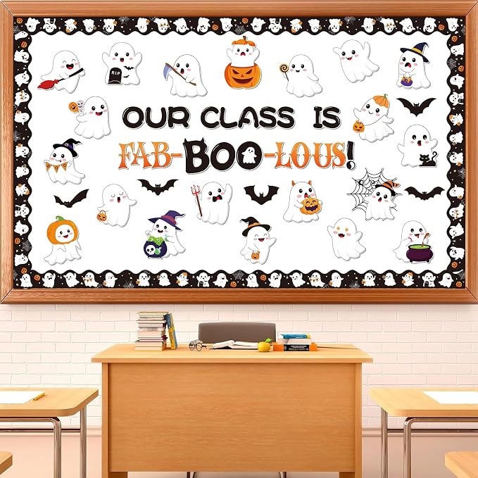 Halloween Bulletin Board Decorations, Ghost Classroom Decorations, Halloween Themed Bulletin Boards Decor for Classroom Elementary Middle High School