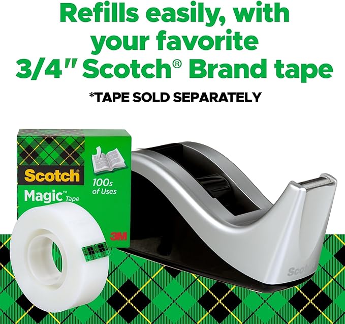 Scotch Desktop Tape Dispenser, Silvertech Two-Tone (C60-ST)