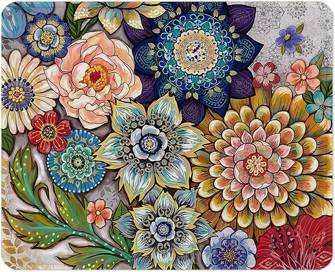ITNRSIIET Mouse Pad with Stitched Edge Premium Textured Smooth Precise Operation Waterproof Washable Non-Slip Rubber Base Desktop Protection Mat, 10.2×8.3×0.12 inches, Succulent Flower