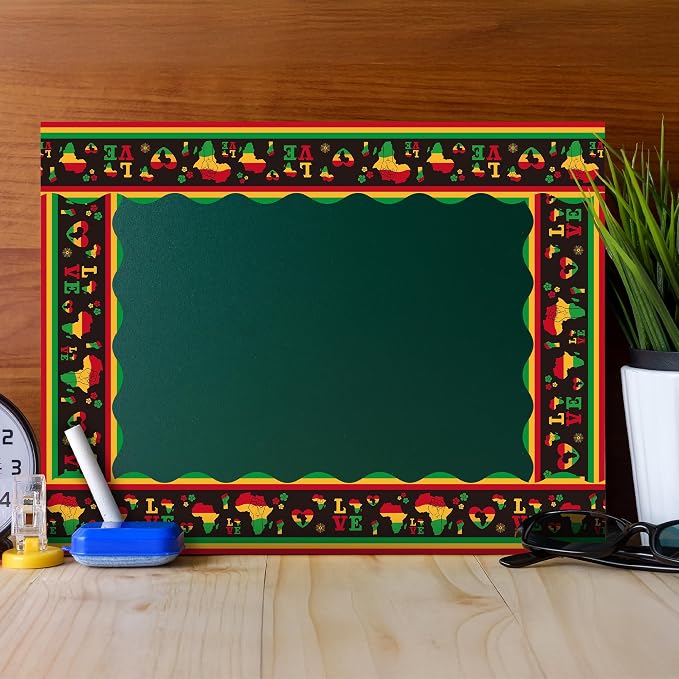 BeYumi Kwanzaa Bulletin Border Trim - 65ft Back to School Juneteenth Scalloped Rolled Border Trim African American Holiday LOVE Bulletin Board Borders Celebration Classroom Chalkboard Party Decoration