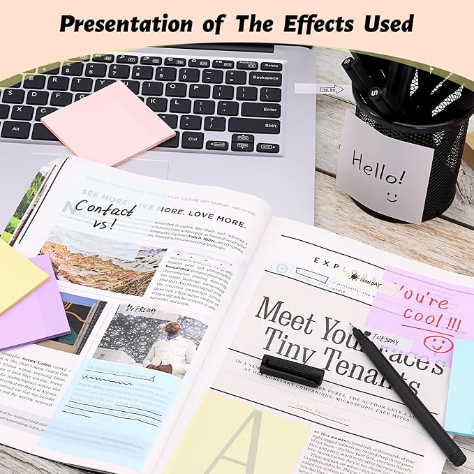 800 Sheets Transparent Sticky Notes 3" X 3" for School Office Supplies | Clear Translucent Self-Adhesive Sticky Notes for Back to School & Office Supplies, See Through Reveals Underlying Bible Text