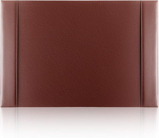 26.5 x 17.3 Inch Leather Desk Pad with Side Rails Mat, Brown | Executive Office Desk Mat, Smooth Writing Surface, Desktop Protector Covers Mouse Keyboard, Elegant Gift, Men Dad Husband