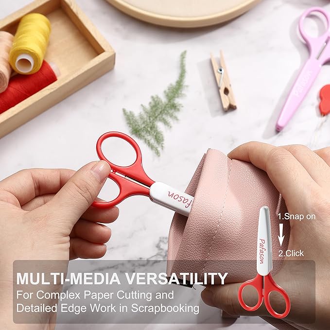 PAFASON Sharp Point Craft Scissor Set 4 PC Straight Curved for Scrapbooking Quilting DIY Sewing Knitting Embroidery Cross Stitch Crochet Thread Yarn Paper Detail Cutting Stainless Steel Safety Case
