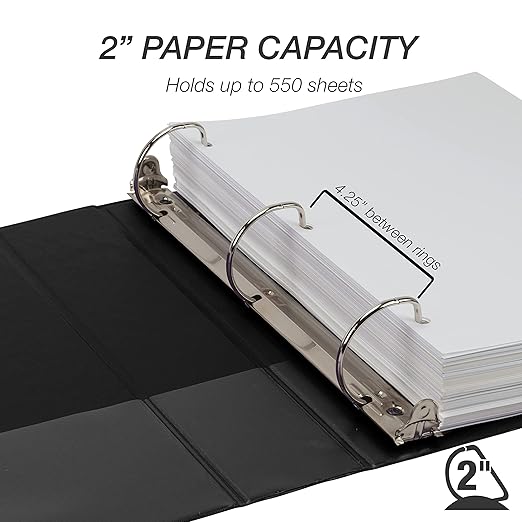 Samsill Durable 2 inch 3 Ring Binder, D Ring Binder, 100% Recycled Chipboard, Basic Assortment,12 Pack