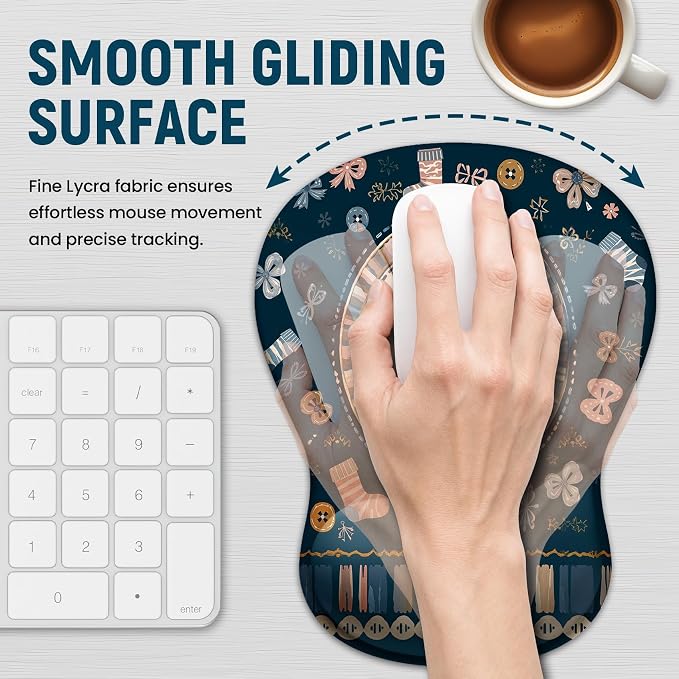 Ergonomic Mouse Pad with Wrist Rest, Gel Wrist Support, Poodle | 10.2 x 7.6 in Mouse Pad with Smooth Fabric Surface and Non-Slip Rubber Base for Office, Home, Study, and Gaming