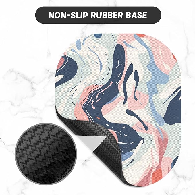 Small Mouse Pad, 6 x 7 Inch, Oval Mini Mouse Pad with Non-Slip Rubber Base for Laptop Wireless Mouse Keyboard Tray Mousepad, Patterns of Rivers