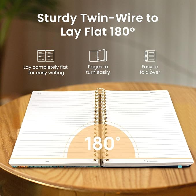 Spiral Notebook for Work Thick Hardcover Lined Journal for Note Taking | Deep Bearings 300 Pages (7.1"x10") B5 College Ruled Journal for Women & Writing, Fit for Office Home School Supplies