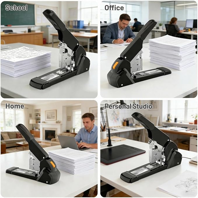 AFMAT Heavy Duty Stapler, 210 Sheet Staplers for Desk with 7000 Staples, Jam-Free, 50000+ Uses, 60% Reduced Effort, Easy Reload, Adjustable Paper Guide, Large Metal Manual Office Staplers, ES15