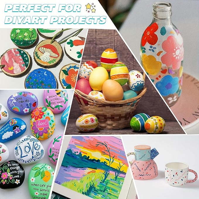 TBC The Best Crafts 72 Colors Dual Tip Acrylic Paint Markers,Waterproof, Non-Toxic, odorless, Suitable for Paper, Pottery, Stones, Backpacks, Glass