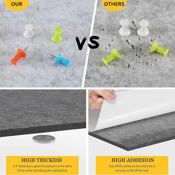8-Pack Hexagon Felt Bulletin Board Tiles, Cork Board Alternative | For students and teachers creating vision boards in homes, offices, dorms or classrooms; includes 30 push pins.
