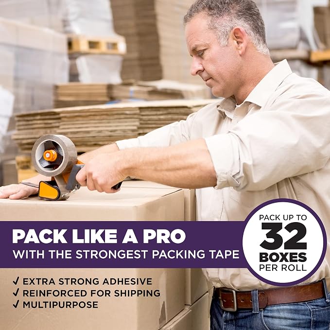Tape King Clear Packing Tape Ultra Thick | 60 Yards Per Roll (12 Rolls) | 2 Inch Wide Heavy Duty Packing Tape 3.2mil Strong Adhesive for Moving Boxes, Shipping Cartons & Sealing (720 Yards)