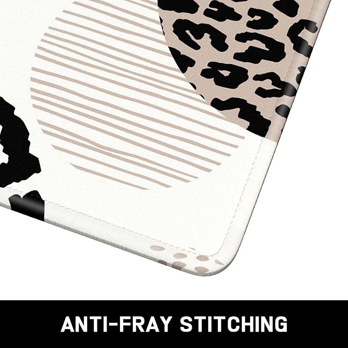 Mouse Pad, Minimalism Marble Style Computer Pad, Anti-Slip Rubber Mouse Mat with Stitched Edges for Gaming, Office, Laptop, PC, Women, 9" x 8" Thick 3 mm, Bohemian Leopard