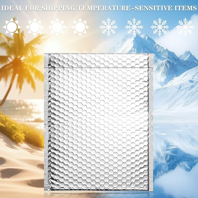 20 Pack Thermal Bubble Mailer, 9" x 11" Insulated Metallic Bubble Mailers, Self-adhesive Foil Mailing Envelopes for Cold Shipping Waterproof Shipping Envelopes for food, Cosmetics