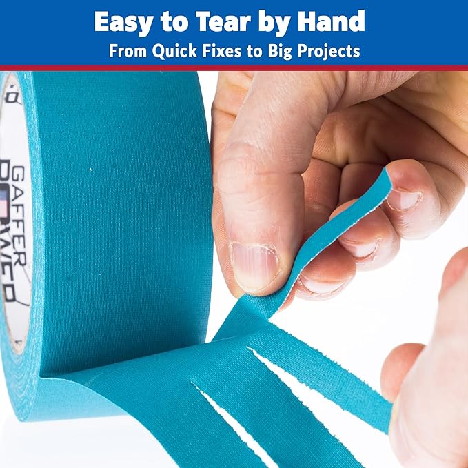 Gaffer Power Aqua Teal Gaffer Tape 2” x 30 Yards – No Residue, High Visibility, Made in USA, Matte Non-Reflective Cloth Tape for Color Coding, Events & Cable Management
