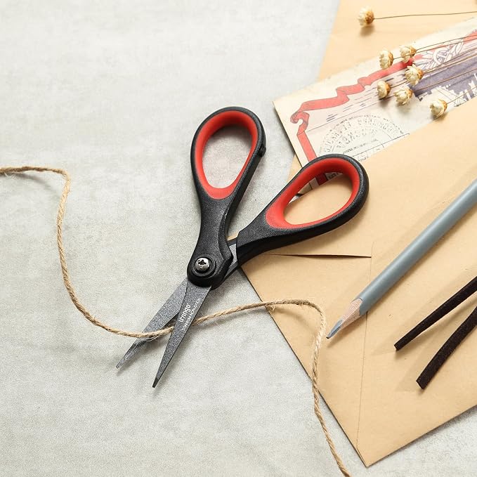 LIVINGO 3 Pack Scissors Set All Purpose - Titanium Coated Office Shears | Nonstick Stainless Steel Blades, Comfort Grip Handles, Paper Fabric Cardboard Cutting, Home School Sewing Craft Tool