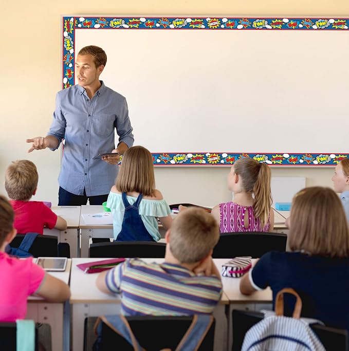 Teacher Created Resources Superhero Straight Rolled Border Trim - 50ft - Decorate Bulletin Boards, Walls, Desks, Windows, Doors, Lockers, Schools, Classrooms, Homeschool & Offices