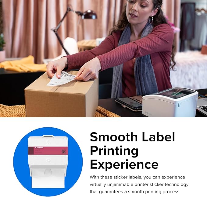 ZEBRA ZSB Series Labels - Potato Starch-Based Printer Label Paper - Recyclable Cartridge for Stickers - Versatile, Cloud-Based Adhesive - Shipping, 4" x 6"