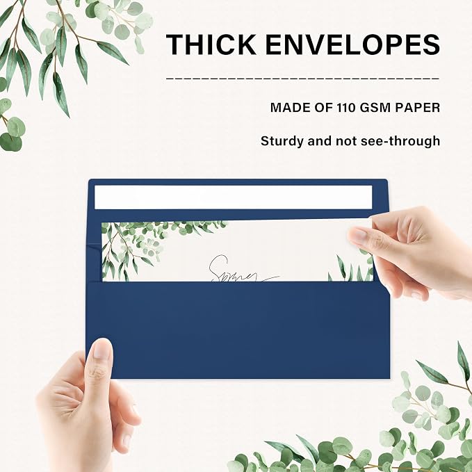 200 Pack #10 Navy Blue Envelopes Letter Size Self Seal Business Envelopes | Security Mailing Envelopes, 4 1/8 x 9 1/2 Inches