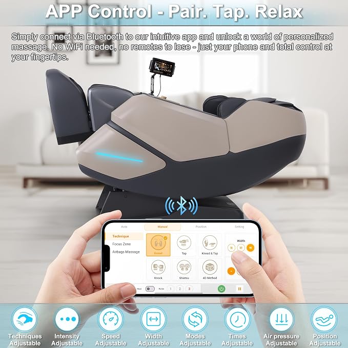 2026 4D Massage Chair, Full Body Recliner with OTA Cloud Tech, Deep Yoga Stretch, 27 Auto Modes, 55" SL Track, APP & AI Voice Control, Auto Footrest, Zero Gravity, and Heating for Relaxation | Yoga stretch, 22+5 modes, body scan, app and AI Voice Contr...