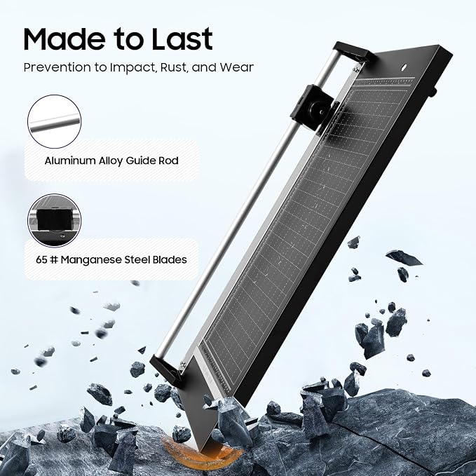 24 Inch Precision Rotary Paper Cutter, Desktop Office Paper Trimmer, Manual Straight Paper Trimmer with Roller Cutter Head and Round Blade for Photos, Cards, Decals