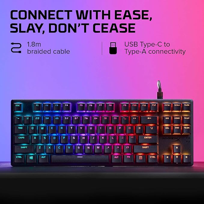 HyperX Alloy Origins Core Mechanical Gaming Keyboard PBT Keycaps Tenkeyless TKL Blue Switch Clicky LED RGB Backlight Playstation Xbox Licensed for PC, PS5, PS4, Xbox Series X|S, Xbox One, Desk Setup