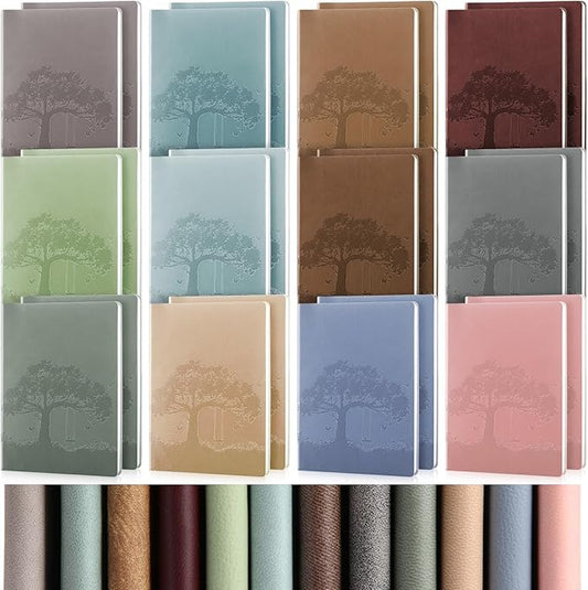 TaoBary 24 Pcs Employee Appreciation Gift A5 PU Leather Journals Bulk Colorful Tree Lined Journal Notebook Soft PU Leather Cover Ruled Writing Notebook for Office School Teacher Nurse (Assorted Colors)