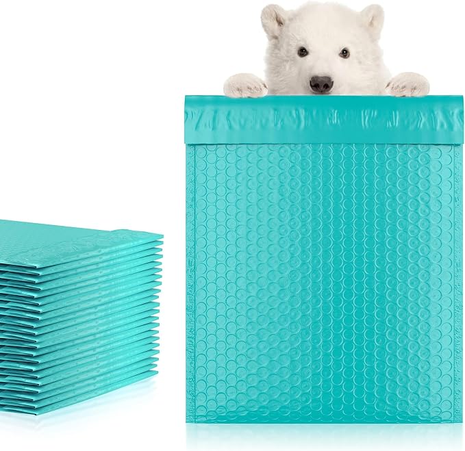 Poly Bubble Mailers, 8.5 x 11 Inch Teal Padded Mailers, Self Seal Shipping Envelopes, Lightweight Poly Mailer Bags, Waterproof Mailing Bags, Pack of 200