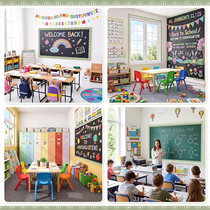 2 Rolls 65.6ft Sage Green Striped Bulletin Board Borders Decoration Scalloped and Straight Edge Greene Bulletin Borders Board Trim for Office School Classroom Chalkboard Party Decoration