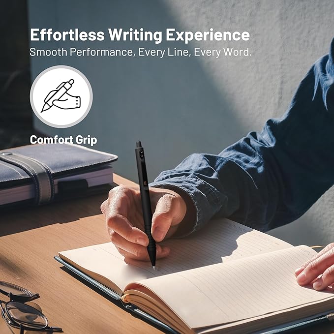 Everyman Black Grafton Super Matte Full Click Refillable Gel Pen | Durable EDC Writing Tool with Deep Grip | Smooth 0.7mm Ink Flow for Daily Use, Notes, Journaling, and Office Essentials