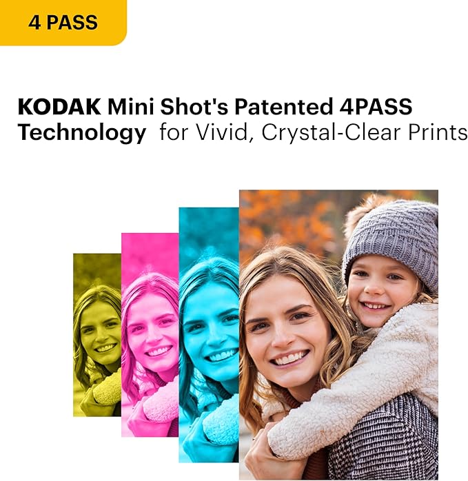 KODAK Mini 2 Retro 2x3" Portable Photo Printer, 38 Sheets, Bluetooth Smartphone Printer for iPhone & Android, Instant Color Prints, 4PASS Dye Sublimation, Black