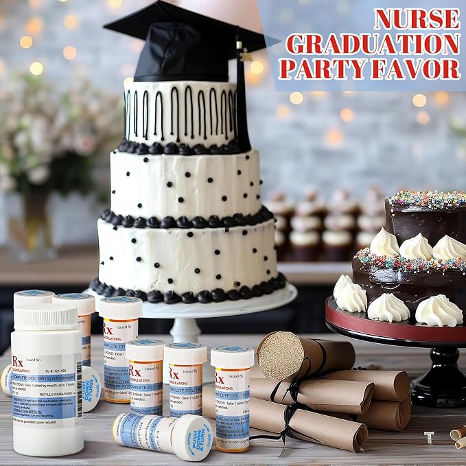 Kigeli 60 Pcs Nurse Graduation Party Favors Medication Pill Bottle Labels | Nursing Graduation Party Supply, Medication Pill Bottle Label, Pill Stickers, School Registered Bsn Rn Pharmd Pharmacist Gift