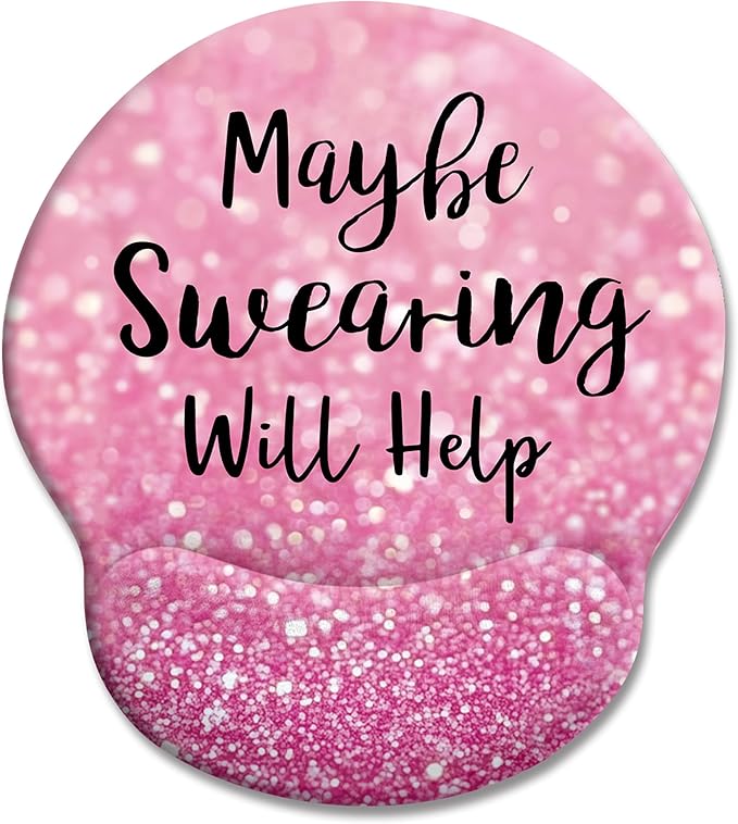 Cute Pink Ergonomic Mouse Pad with Wrist Rest, Gaming Mousepad Wrist Support with Non-Slip Pain Relief PU Base, Funny Computer Mouse Pads for Desk Work, Cute Office Desk Accessories Decor