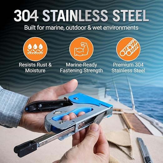Better Boat Type T50 Stainless Steel Staples for Staple Gun, Heavy Duty | Staples Pack, Bunk Carpet, Upholstery Compatible with T-50 Staple Guns 3/8" width crown, 2000 Pack 1/2" Leg